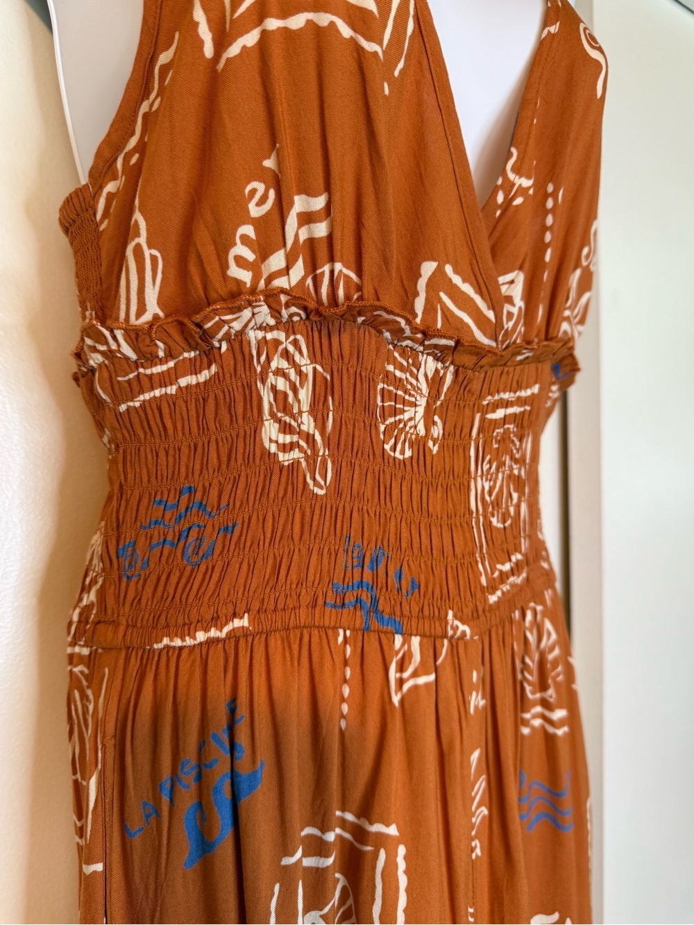 Patrons of Peace Rust Jumpsuit with White Print - Picture 11 of 15